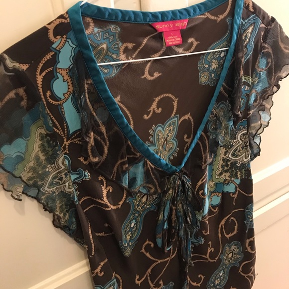Sunny Leigh Brown floral top size L - Picture 2 of 3